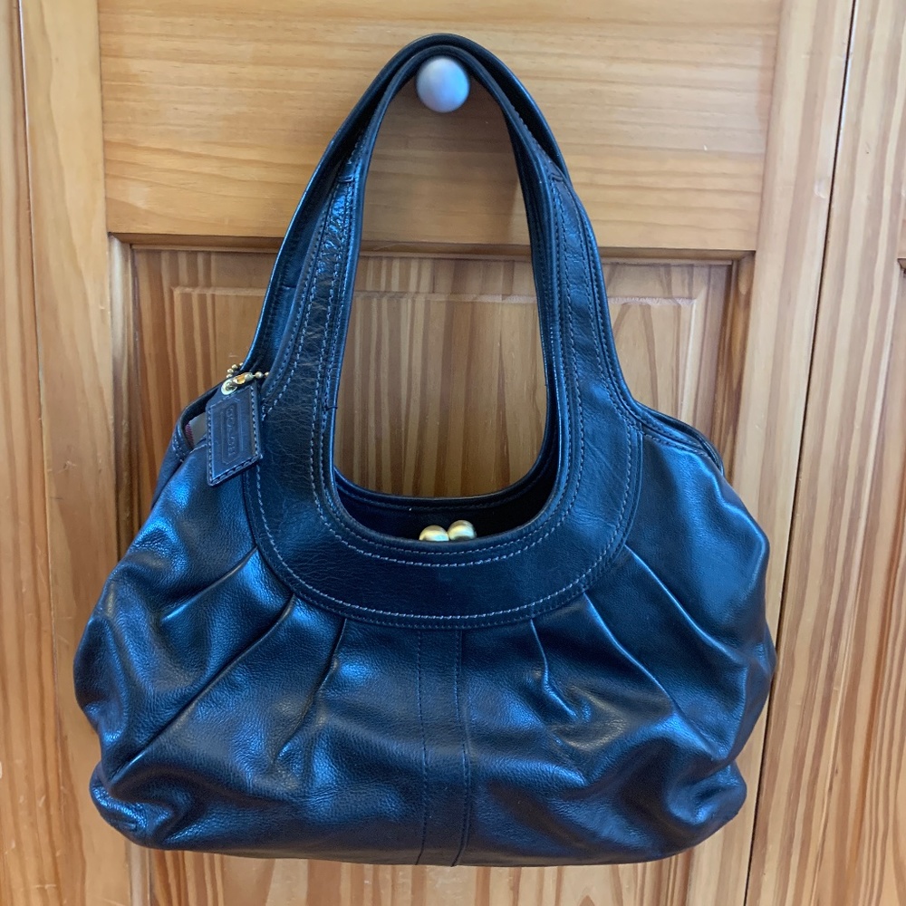 Coach black leather shoulder purse